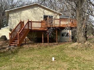 3665 Oakgreen Ave N, Baytown Twp, MN 55082 - back of property with a wooden deck, a yard, and stairway