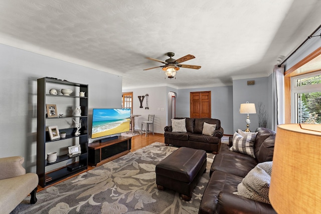 1682 Oakdale Ave W, Saint Paul, MN 55118 - living room with a ceiling fan and wood finished floors