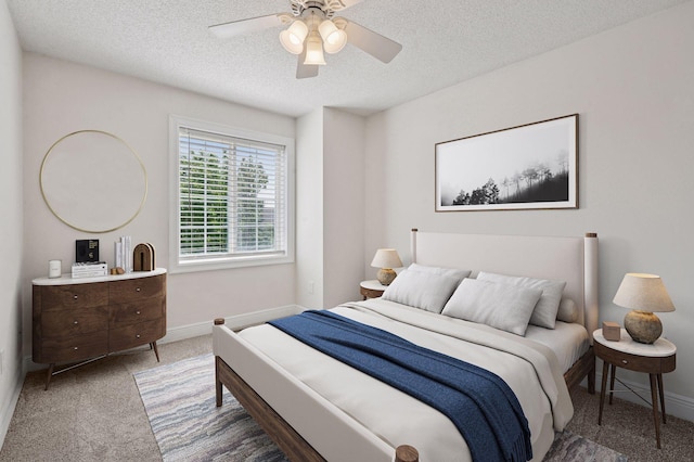 18347 Coneflower Ln, Eden Prairie, MN 55346 - bedroom with carpet flooring, a textured ceiling, and a ceiling fan
