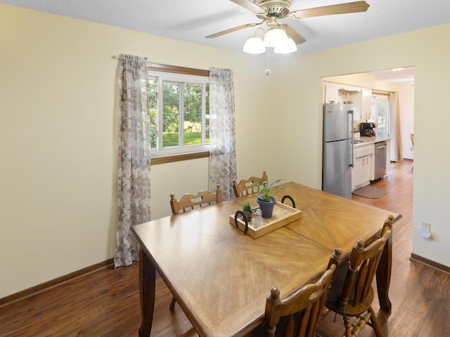 1507 234th Ln NE, Bethel, MN 55005 - dining space with wood finished floors and a ceiling fan