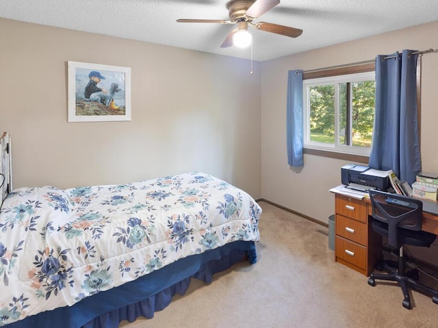 1507 234th Ln NE, Bethel, MN 55005 - bedroom featuring light carpet, ceiling fan, and a textured ceiling