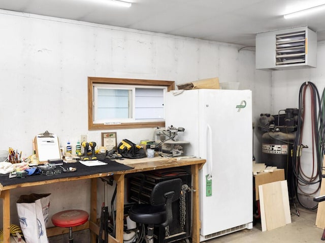 1507 234th Ln NE, Bethel, MN 55005 - kitchen featuring freestanding refrigerator and concrete flooring