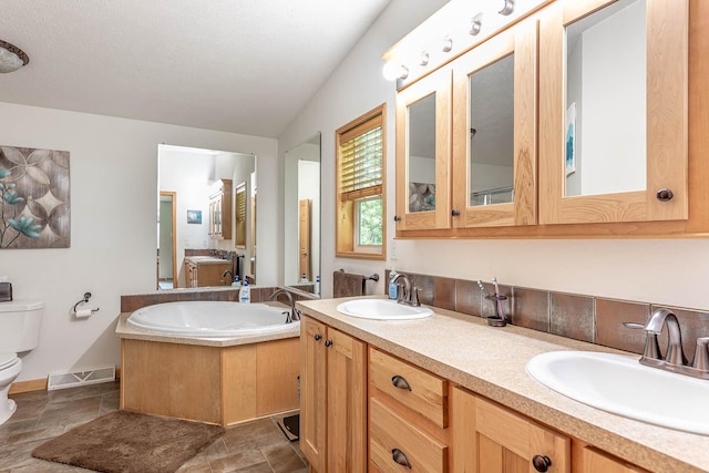 39205 436th St, Saint Peter, MN 56082 - full bath featuring a bath, double vanity, and stone finish flooring