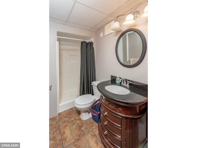 5424 Vernon Ct, Savage, MN 55378 - full bathroom featuring a shower stall, vanity, and a paneled ceiling
