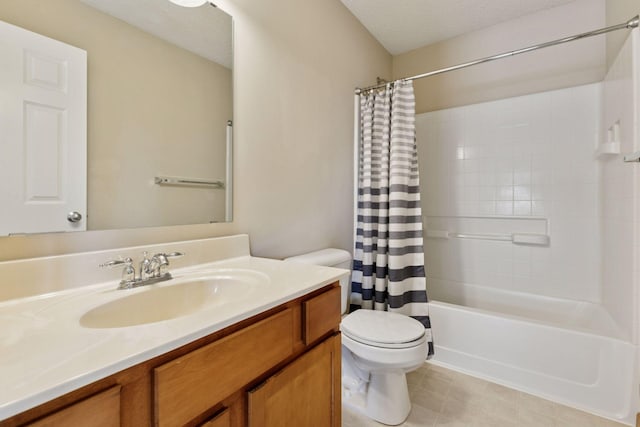 1767 Switchgrass Ct, Shakopee, MN 55379 - bathroom with vanity, shower / bath combo, and a textured ceiling