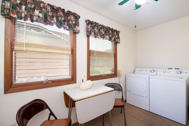 608 Pfau St, Mankato, MN 56001 - dining space with washing machine and clothes dryer and ceiling fan