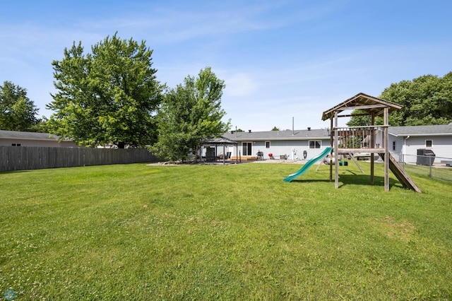 901 7th St W, West Fargo, ND 58078 - view of yard with a gazebo and a playground