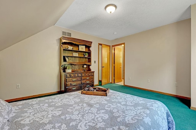 417 Whiskey Rd SW, Isanti, MN 55040 - carpeted bedroom with lofted ceiling and a textured ceiling