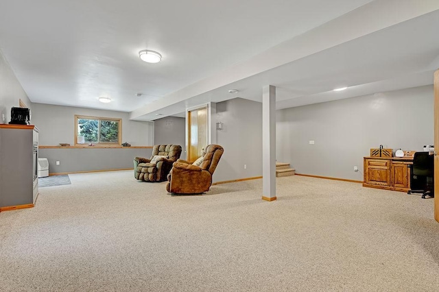417 Whiskey Rd SW, Isanti, MN 55040 - living area featuring carpet floors and stairs