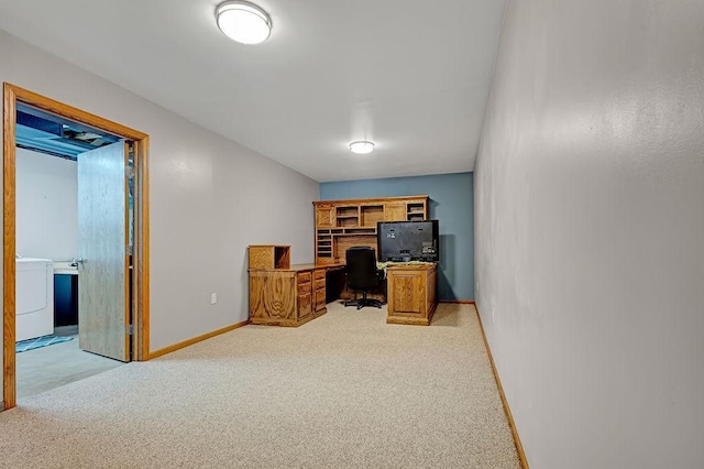 417 Whiskey Rd SW, Isanti, MN 55040 - home office with washer / dryer and light colored carpet