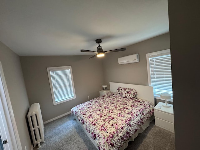 4644 Lyndale Ave S, Minneapolis, MN 55419 - carpeted bedroom with radiator, an AC wall unit, and a ceiling fan