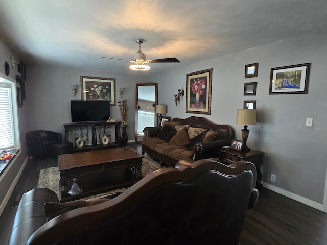 1101 7th Ave SW, Pipestone, MN 56164 - living room with wood finished floors and a ceiling fan