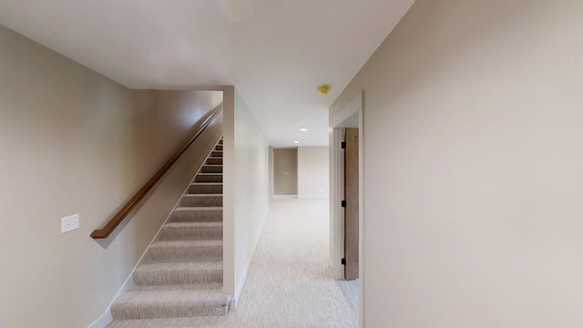 2329 9th St W, Albert Lea, MN 56007 - staircase featuring carpet and baseboards