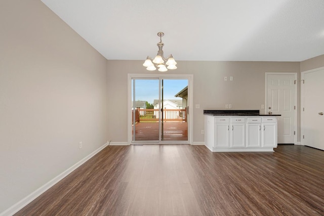 2112 York St, Saint Peter, MN 56082 - unfurnished dining area with dark wood-style floors and a chandelier