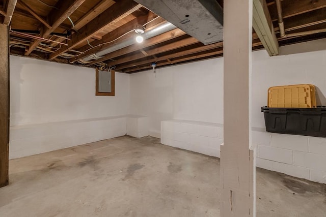 385 Lexington Ave, Le Center, MN 56057 - unfinished below grade area featuring electric panel and concrete block wall