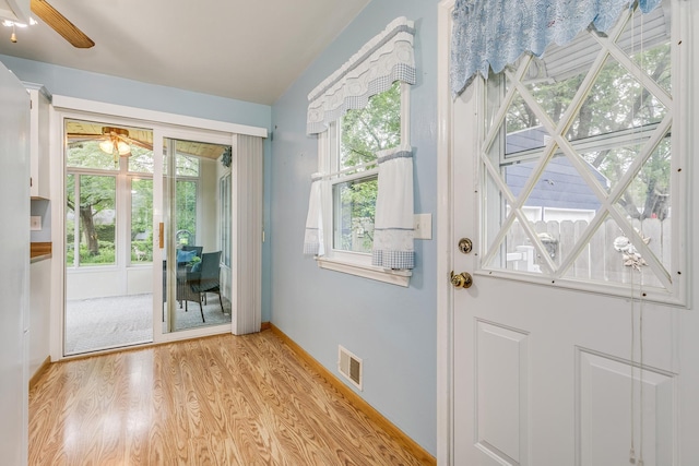 536 County Road J W, Shoreview, MN 55126 - doorway to outside with ceiling fan and light wood-style floors