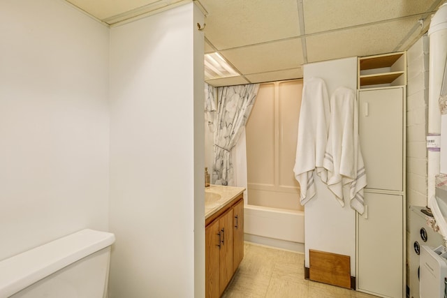 536 County Road J W, Shoreview, MN 55126 - full bath with a paneled ceiling, vanity, and shower / bathtub combination with curtain