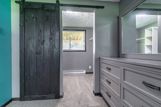 516 Gustavus Ave, Fergus Falls, MN 56537 - spacious closet featuring a baseboard radiator, light colored carpet, and a barn door