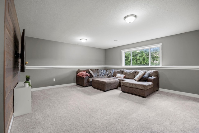 13143 Jefferson St, Becker, MN 55308 - carpeted living area featuring a textured ceiling and baseboards