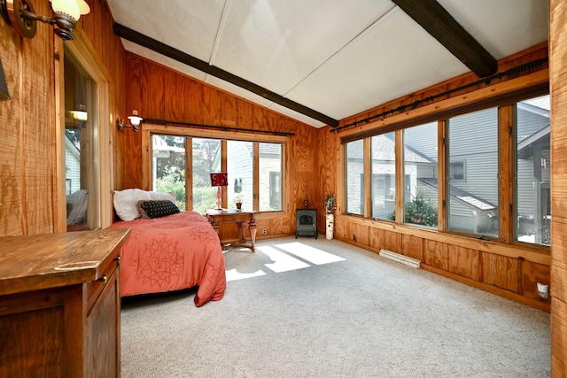 366 Kansas St, Winona, MN 55987 - bedroom with wooden walls and carpet floors