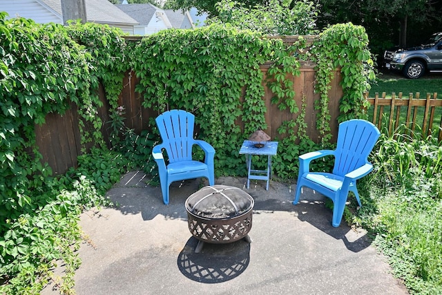 366 Kansas St, Winona, MN 55987 - view of patio / terrace with an outdoor fire pit