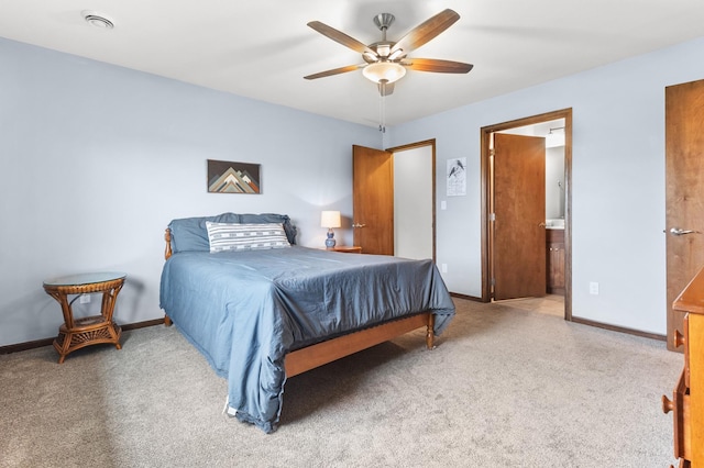 888 Tallgrass Ct, Wanamingo, MN 55983 - carpeted bedroom with a ceiling fan and connected bathroom