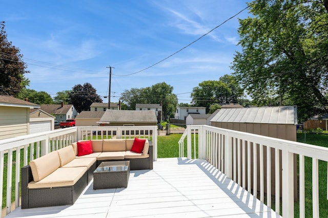 1290 Matilda St, Saint Paul, MN 55117 - deck with an outdoor living space and a residential view