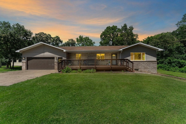 4508 192nd St, Fair Haven Twp, MN 55382 - single story home with an attached garage, brick siding, driveway, a lawn, and a wooden deck