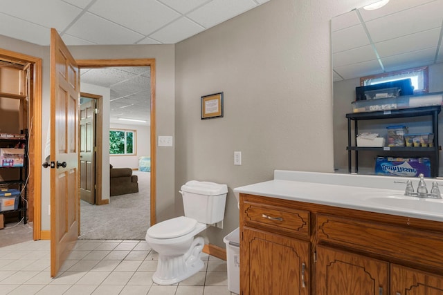 4508 192nd St, Fair Haven Twp, MN 55382 - bathroom with a drop ceiling, tile patterned flooring, and vanity