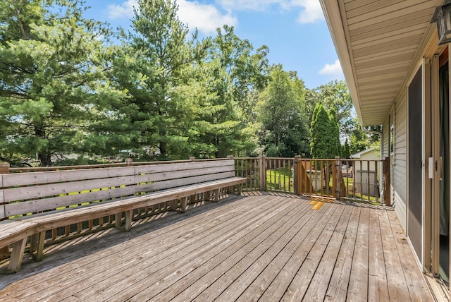 6617 378th St, North Branch, MN 55056 - wooden terrace featuring view of scattered trees