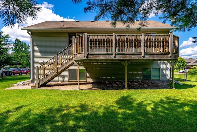 6617 378th St, North Branch, MN 55056 - rear view of house featuring stairway and a deck