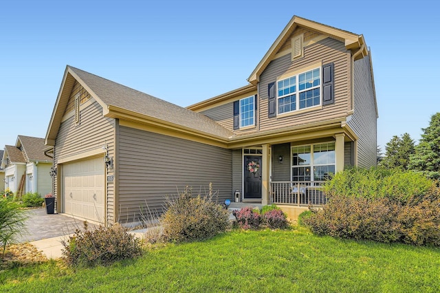 1535 138th St E, Rosemount, MN 55068 - traditional home featuring a porch, an attached garage, a front yard, and driveway