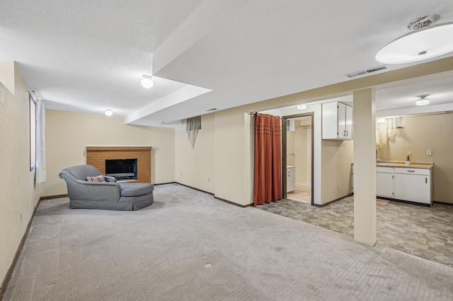 1595 Reaney Ave, Saint Paul, MN 55106 - finished basement with light colored carpet and a fireplace
