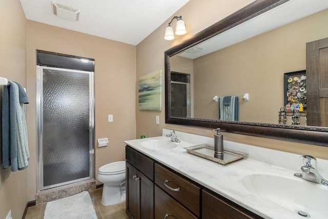 3410 Boulder Trl, Webster, MN 55088 - full bathroom featuring double vanity, a stall shower, and tile patterned floors