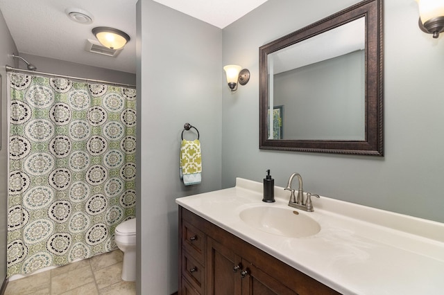 3410 Boulder Trl, Webster, MN 55088 - bathroom featuring vanity, a shower with curtain, and stone finish flooring