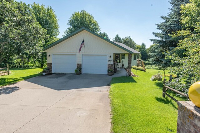 44198 Mosquito Trl, Pine Lake Twp, MN 56573 - view of front of home with a front yard and a garage