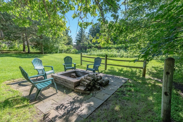 44198 Mosquito Trl, Pine Lake Twp, MN 56573 - view of patio / terrace featuring an outdoor fire pit
