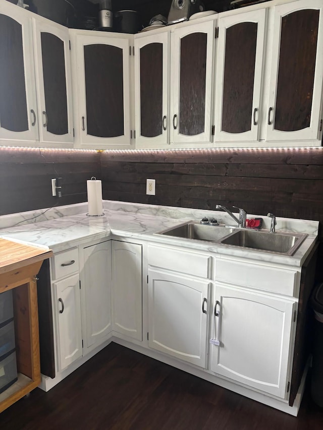 119 3rd Ave E, Franklin, MN 55333 - kitchen featuring white cabinetry and dark wood-style floors