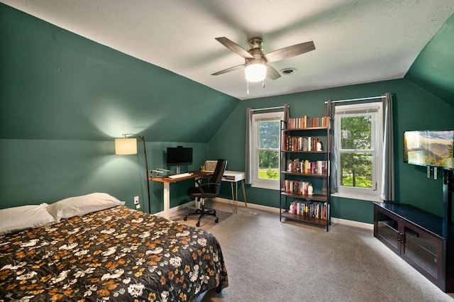 66578 330th St, Watkins, MN 55389 - carpeted bedroom with lofted ceiling and a ceiling fan