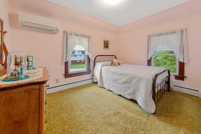 600 168th St, Summit Twp, MN 56026 - bedroom with a baseboard heating unit, a wall mounted air conditioner, and multiple windows