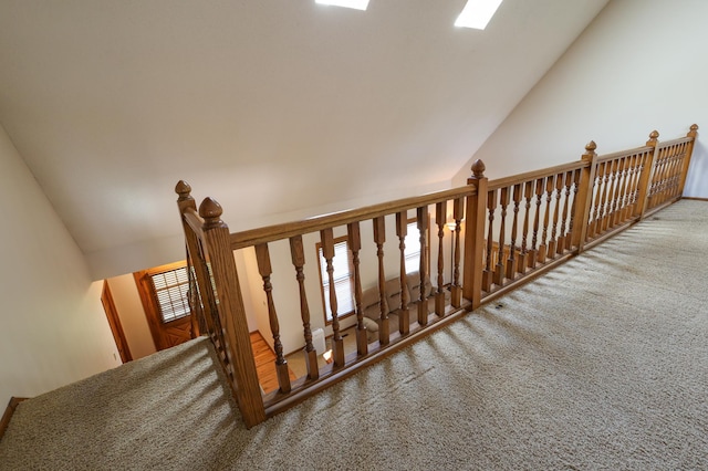 12310 Grouse St NW, Coon Rapids, MN 55448 - stairway with carpet and high vaulted ceiling