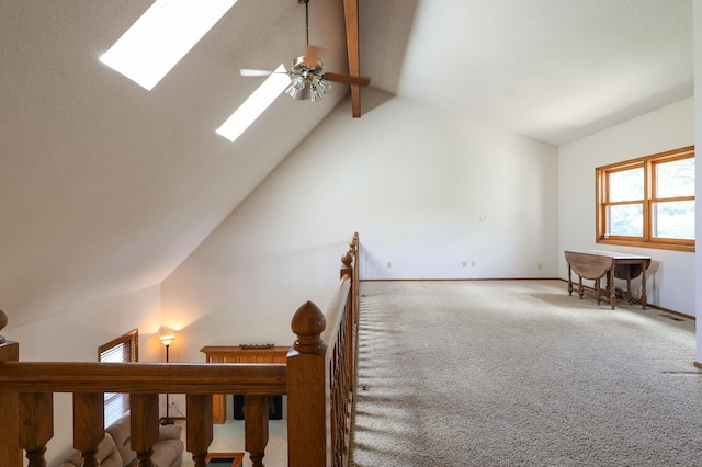 12310 Grouse St NW, Coon Rapids, MN 55448 - sitting room featuring carpet, a ceiling fan, and a skylight