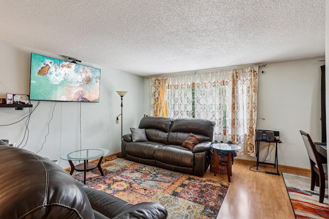 9205 29th Ave N, New Hope, MN 55427 - living area with a textured ceiling and wood finished floors