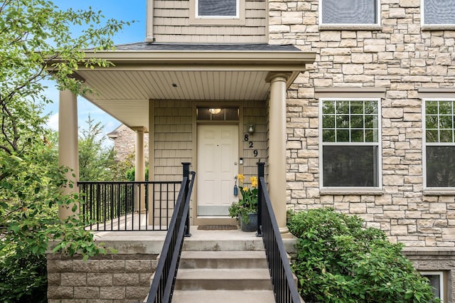 8291 Labont Way, Eden Prairie, MN 55344 - property entrance featuring stone siding