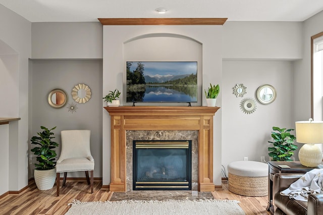 8291 Labont Way, Eden Prairie, MN 55344 - living area featuring a fireplace and wood finished floors