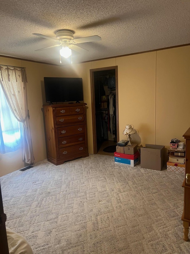 62871 230th St, Litchfield, MN 55355 - carpeted bedroom featuring a textured ceiling and a ceiling fan