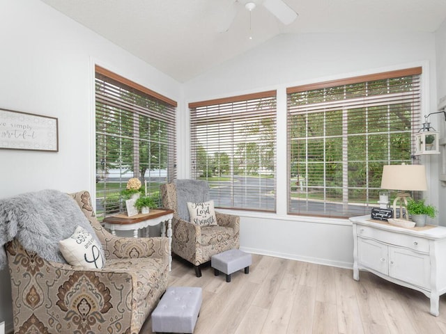 2606 Boulder Way, Burnsville, MN 55337 - sitting room with lofted ceiling, light wood-style floors, and ceiling fan