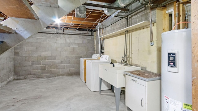 507 15th St SE, Menomonie, WI 54751 - unfinished below grade area featuring water heater and independent washer and dryer