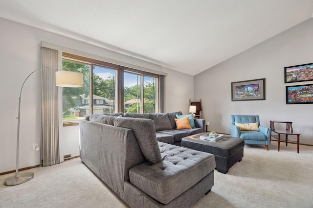 6240 Decatur Ave N, Brooklyn Park, MN 55428 - living area with light carpet and lofted ceiling