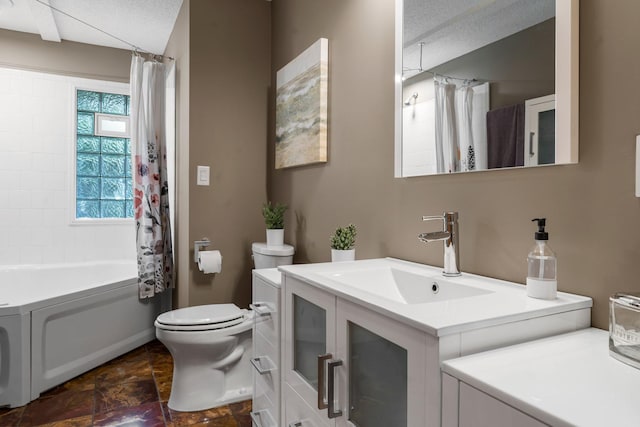 1228 Palace Ave, Saint Paul, MN 55105 - full bathroom with vanity, shower / tub combo, and stone finish floors